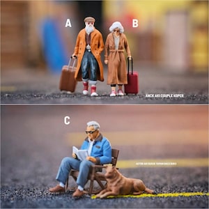 Miniature Old Man Traveler Scale 1/64 or 1/87 for Diecast or Diorama