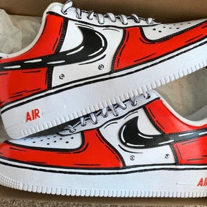 Custom Red Cartoon Air Force 1, Custom Air Force 1, All Sizes Available, "Please Read Description Before Purchasing"