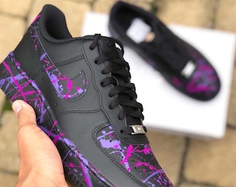 Air Force 1 personalizadas con salpicaduras moradas, Air Force 1 personalizadas, Air Force 1 personalizadas con salpicaduras, todas las tallas disponibles