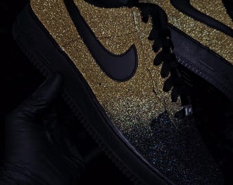 Custom Gold/Black Glitter Air Force 1, Custom Glitter Air Force 1, Custom Air Force 1, Custom Bling Air Force 1, All Sizes Available
