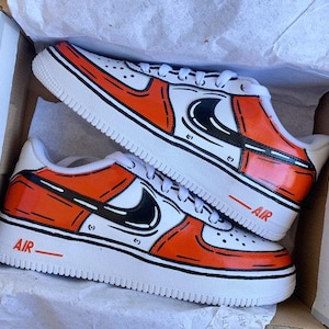 Custom Orange Cartoon Air Force 1, Custom Air Force 1, All Sizes Available, "Please Read Description Before Purchasing"