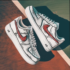 Custom Red Cartoon Air Force 1, Custom Air Force 1, Custom Red Air Force 1, Custom Cartoon Air Force 1, All Sizes Available