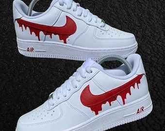 Custom Red Drip Air Force 1, Custom Air Force 1, Custom Drip Air Force 1, All Sizes Available