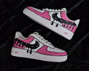 カスタム ピンク カートゥーン ドリップ エア フォース 1、カスタム ドリップ エア フォース 1、カスタム ピンク エア フォース 1、カスタム カートゥーン エア フォース 1、全サイズ取り揃え