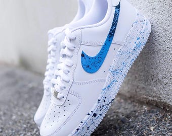 Custom Blue Splatter Air Force 1, Custom Air Force 1, Custom Blue Air Force 1, Custom Splatter Air Force 1, All Sizes Available