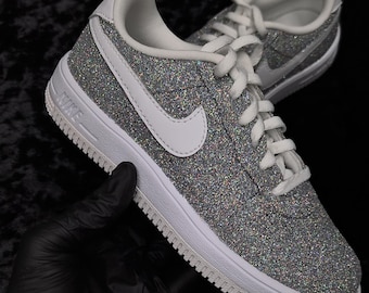Custom Silver Glitter Red Bottom Air Force 1, Custom Air Force 1, Custom Glitter Air Force 1, Custom Bling Air Force 1, All Sizes Available