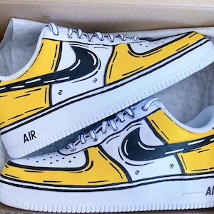 Custom Yellow Cartoon Air Force 1, Custom Air Force 1, All Sizes Available, "Please Read Description Before Purchasing"