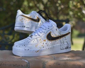 Custom Gold/Black Air Force 1, Custom Air Force 1, Custom Splatter Air Force 1, Custom Gold Air Force 1, Custom Black Air Force 1, Alle maten