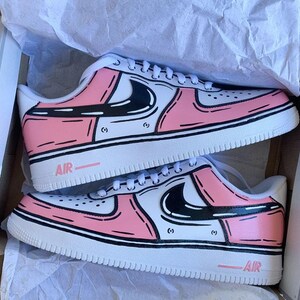 Custom Pink Cartoon Air Force 1, Custom Air Force 1, All Sizes Available, "Please Read Description Before Purchasing"