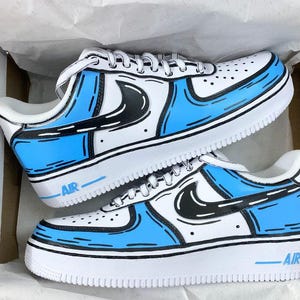 Custom Blue Cartoon Air Force 1, Custom Air Force 1, All Sizes Available, "Please Read Description Before Purchasing"