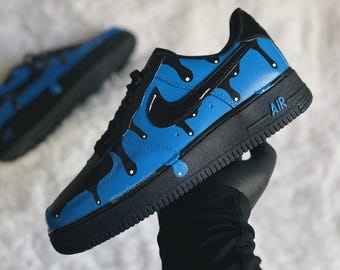 Air Force 1 azules personalizadas con goteo, Air Force 1 personalizadas, Air Force 1 azules personalizadas, Air Force 1 personalizadas con goteo, todas las tallas disponibles