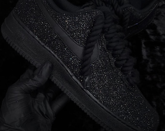 Benutzerdefinierte schwarze Glitzer-Luftwaffe 1, benutzerdefinierte Seil geschnürte Luftkraft 1, benutzerdefinierte Glitzer-Luftwaffe 1, benutzerdefinierte Bling-Luftwaffe 1, alle Größen verfügbar