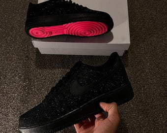 ナイキ エアフォース 1 07 ブラック/ブラック 12mmピンクカスタム NIKE ナイキ エア フォース 1 '07 ブラック✖️ピンク