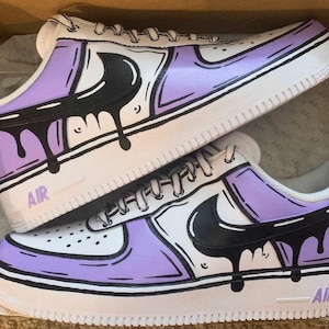 Custom Purple Cartoon Drip Air Force 1, Custom Air Force 1, All Sizes Available, "Please Read Description Before Purchasing"
