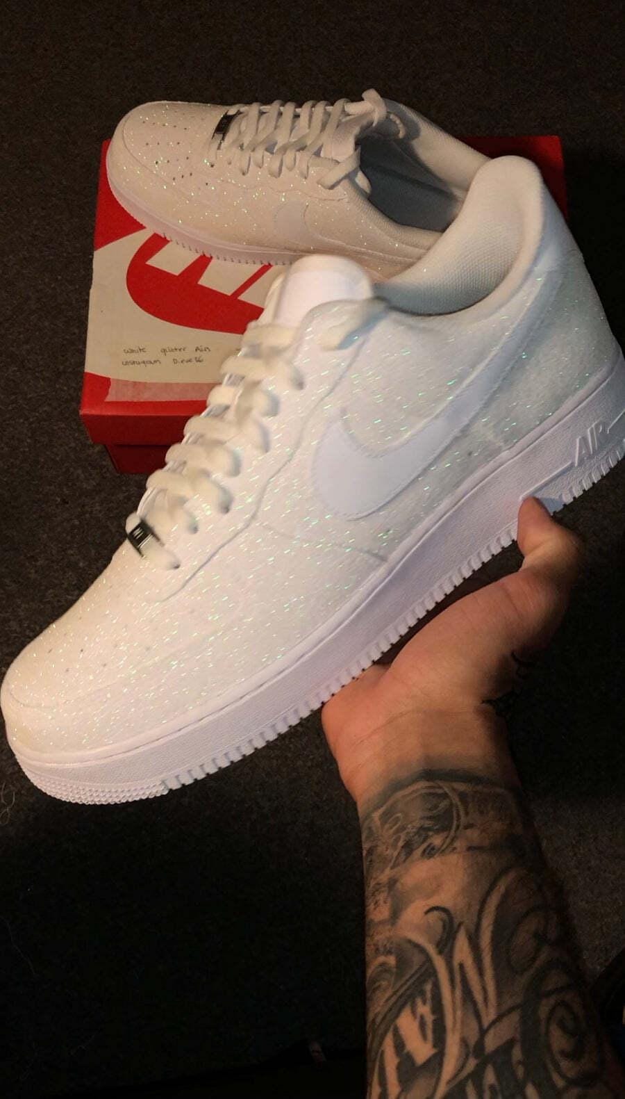 Air Force 1 bianche glitterate personalizzate, Air Force 1 personalizzate, Air Force 1 glitterate personalizzate, Air Force 1 glitterate personalizzat