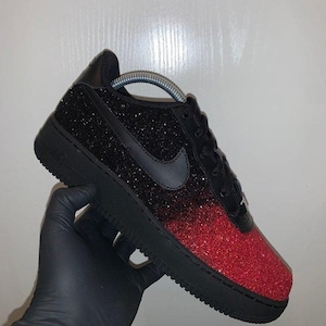 Custom Black/Red Glitter Air Force 1, Custom Air Force 1, Custom Glitter Air Force 1, Custom Bling Air Force 1, All Sizes Available