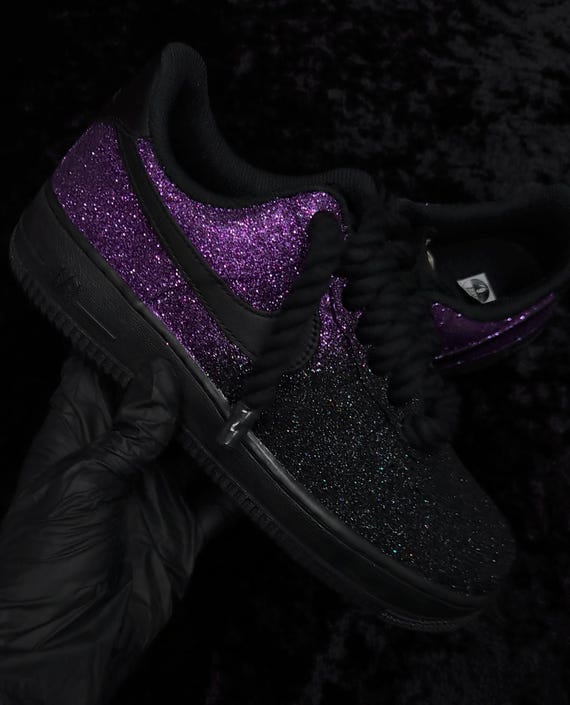Custom Black/purple Glitter Air Force 1, Custom Air Force