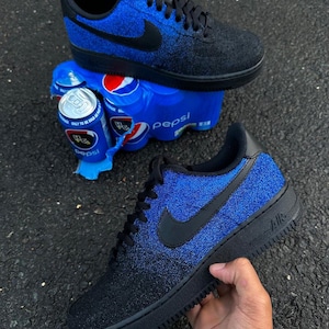 Custom Black/Blue Glitter Air Force 1, Custom Glitter Air Force 1, Custom Air Force 1, Custom Bling Air Force 1, All Sizes Available