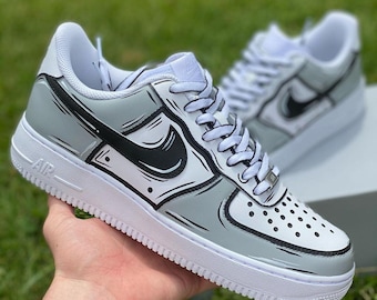 新品未使用　NIKE エアフォース1 エイジングカスタム カスタムエアフォース1ミッドライトグレー＆ブラック - Etsy 日本