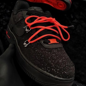 Custom Black Glitter Red Bottom Air Force 1, Custom Air Force 1, Custom Glitter Air Force 1, Custom Bling Air Force 1, All Sizes Available