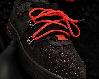 Benutzerdefinierte schwarze Glitzer-rote Unterseite Air Kraft 1, Benutzerdefinierte Air Kraft 1, Benutzerdefinierte Glitzer Air Kraft 1, Benutzerdefinierte Bling Air Kraft 1, alle Größen verfügbar