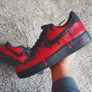 Custom Red Drip Air Force 1, Custom Air Force 1, Custom Red Air Force 1, Custom Drip Air Force 1, All Sizes Available