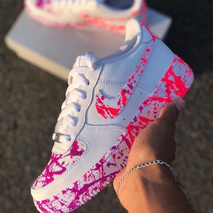 Custom Purple/Orange Splatter Air Force 1, Custom Air Force 1, Custom Purple/Orange Air Force 1, All Sizes Available