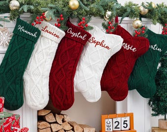 Personalized Pet Christmas Stockings,2025 Embroidered Dog Bone Stockings,Family Christmas Stockings,Knitted Stocking with Name,Holiday Decor