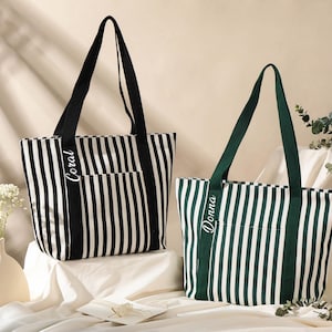 Personalized Bridesmaid Tote Bag,Bridesmaid Beach Bag,Canvas Bag,Bridesmaid Gift,Bachelorette Party Bag,Striped Tote Bag,Shoulder Tote bag
