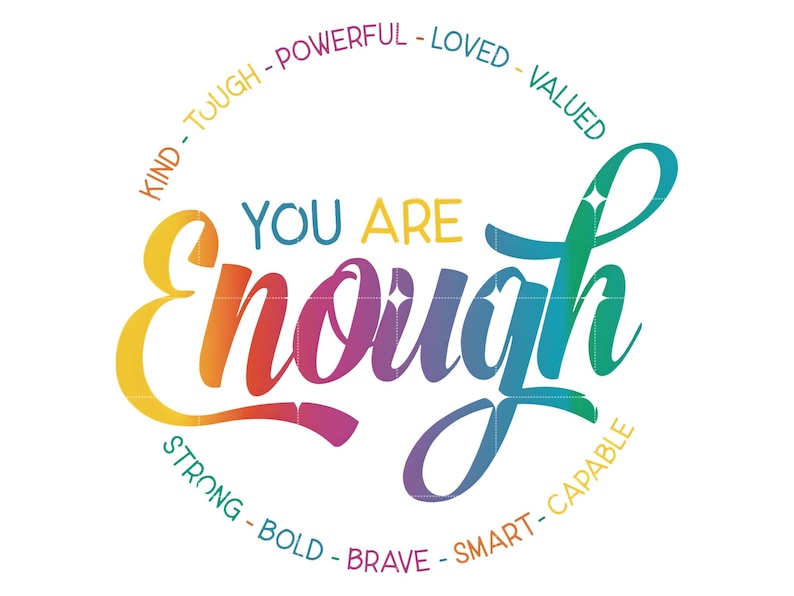 Positivt citat-skjortdesign png, motiverande digital nedladdning, du räcker alltid png, färgglad presentskjorta för kvinnor, presentidé för Pride-månaden png bild 4