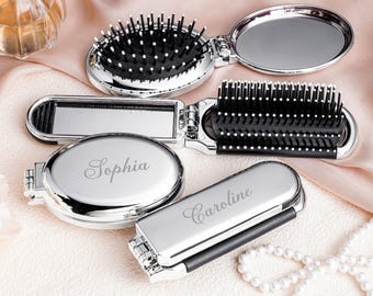 Personalized Folding Comb Mirror for Women,Engraved Mirror with Comb,Custom Name Pocket Hair Comb,Bridesmaid Gifts,Hair Brush,Gift for Her