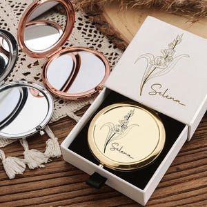 Personalized Makeup Mirror with Name,Custom Bridesmaid Gifts,Engraved Pocket Mirror,Wedding Gifts,Birthday Keepsake Gifts,Bridal Party Gift image 7