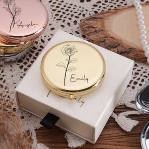 Personalized Makeup Mirror with Name,Custom Bridesmaid Gifts,Engraved Pocket Mirror,Wedding Gifts,Birthday Keepsake Gifts,Bridal Party Gift image 14
