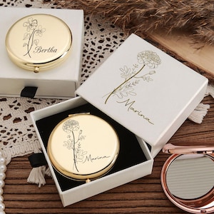 Personalized Makeup Mirror with Name,Custom Bridesmaid Gifts,Engraved Pocket Mirror,Wedding Gifts,Birthday Keepsake Gifts,Bridal Party Gift image 6
