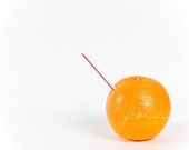 orange juice, whimsical art print, fine art, conceptual photography, minimalist kitchen decor, humorous