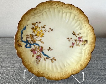 Antique Martial Redon Limoges Plate: Hand-Painted Floral Scalloped Porcelain