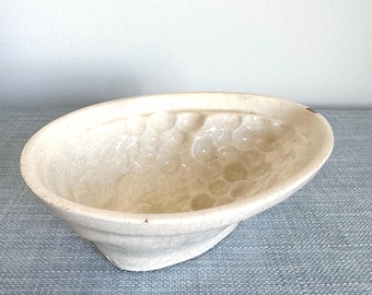 Antique Ironstone Grapes/Vine Jelly Mold, Stained and Crazed, Primitive, Rustic, Pudding mold