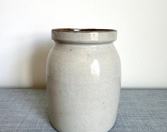 Antique Stoneware Pickling or Butter Crock, Utensil Holder, Kitchen Decor, Primitive, Rustic