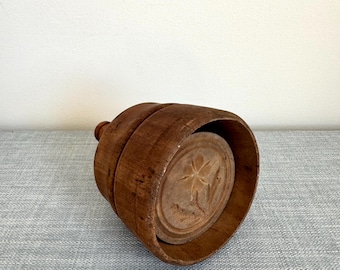 Antique Large Floral Butter Mold Stamp, Primitive, Kitchen Decor