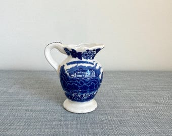 Vintage Blue and White Transferware Small Creamer, Ironstone