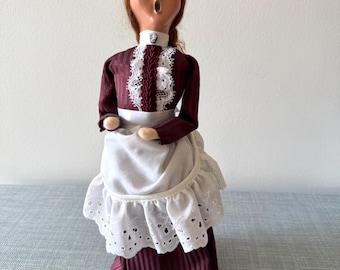 Vintage Byers' Choice Caroler Victorian Era Woman with Apron, Thanksgiving, Harvest