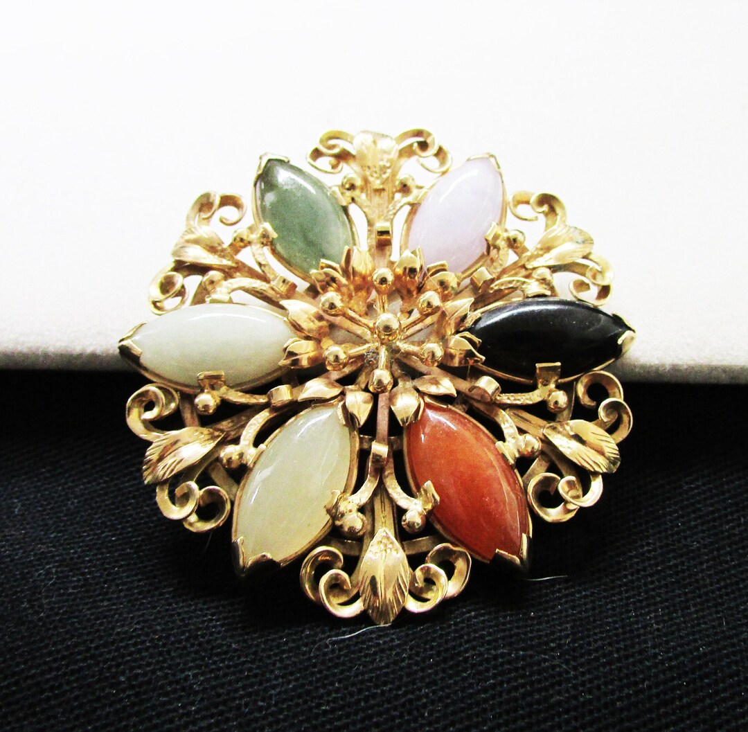 Ming Pin Vintage Estate Mid Century Mings of Honolulu Ornate 14K Gold Mount ...