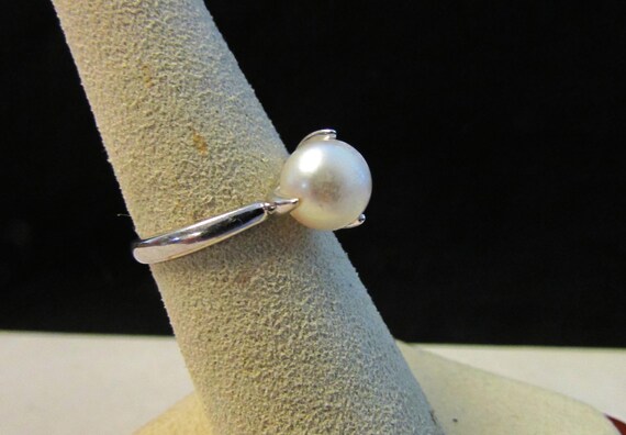 Vintage Estate  14K White Gold Pearl Ring - image 9