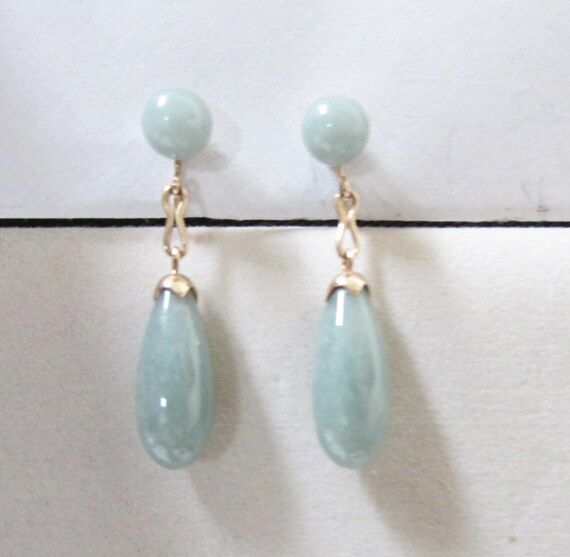 Vintage Estate Mid Century 14K Gold Celadon Earth… - image 3