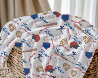 Couverture de baseball personnalisée pour bébé - écharpe de portage douce pour nouveau-né, cadeau nouveau-né, thème sport pour chambre d'enfant, ensemble d'emmaillotages de baseball pour bébé, chambre de bébé baseball,