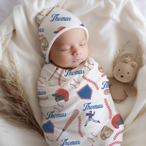 Personalized Baseball Baby Blanket - Newborn Soft Infant Wrap, Newborn Gift,Sports Nursery Theme,Baby Baseball Swaddle Set,Baseball Nursery,