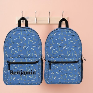 Fish Pattern Backpack: Kids School Bag, Durable Travel Pack,matching lunch box and pencil case