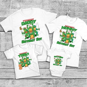 Custom Turtles Family Birthday Shirt, Green Turtles Shirts, Turtles Anime Birthday Boy T-Shirt, Green Turtles Family Matching Tee
