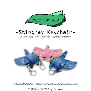 ITH DIGITAL PATTERN - Stingray plushie keychains! - In The Hoop Machine Embroidery Pattern for 4x4 hoops - includes creative license!
