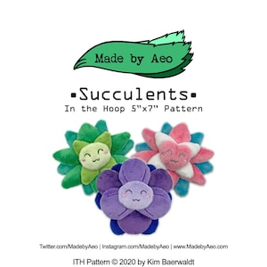 ITH DIGITAL PATTERN - Succulent Plushies - In The Hoop Machine Embroidery Pattern for 5x7 hoops - includes creative license!